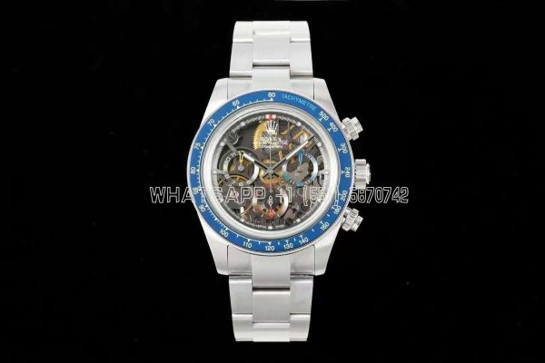 Rolex Daytona Artisans Skeleton SS Best Edition Blue Ceramic Bezel Skeleton Dial on SS Oyster Bracelet SA4130