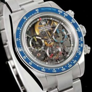 Rolex Daytona Artisans Skeleton SS Best Edition Blue Ceramic Bezel Skeleton Dial on SS Oyster Bracelet SA4130