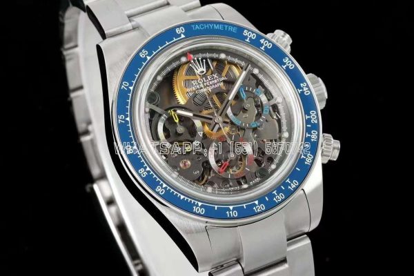 Rolex Daytona Artisans Skeleton SS Best Edition Blue Ceramic Bezel Skeleton Dial on SS Oyster Bracelet SA4130