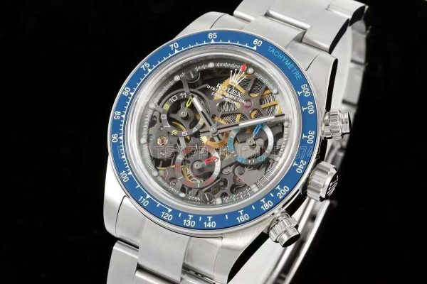 Rolex Daytona Artisans Skeleton SS Best Edition Blue Ceramic Bezel Skeleton Dial on SS Oyster Bracelet SA4130