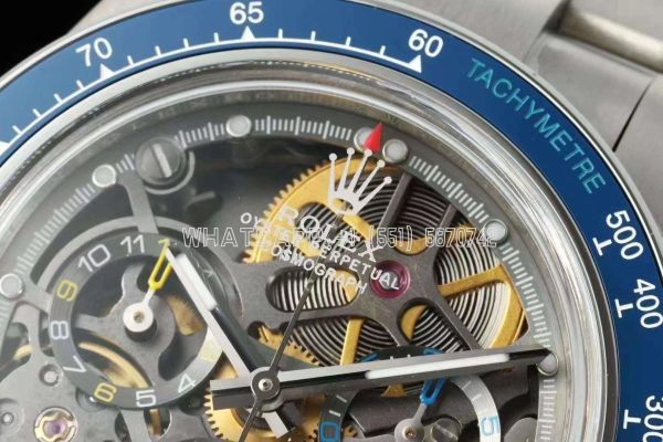 Rolex Daytona Artisans Skeleton SS Best Edition Blue Ceramic Bezel Skeleton Dial on SS Oyster Bracelet SA4130 - Image 4