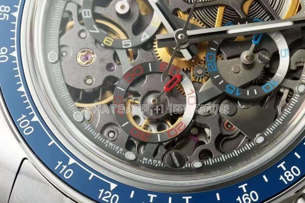 Rolex Daytona Artisans Skeleton SS Best Edition Blue Ceramic Bezel Skeleton Dial on SS Oyster Bracelet SA4130 - Image 5