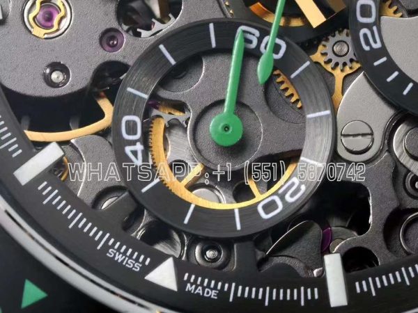 Rolex Daytona Blaken Daytona Skeleton Dial in PVD on Avocado Green Rubber Strap - Image 7