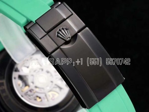 Rolex Daytona Blaken Daytona Skeleton Dial in PVD on Avocado Green Rubber Strap - Image 9