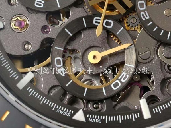 Rolex Daytona Blaken Daytona Skeleton Dial in PVD on Black Rubber Strap - Image 5