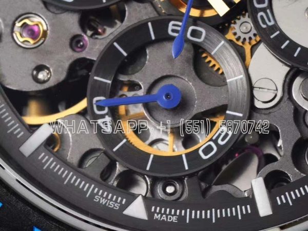 Rolex Daytona Blaken Daytona Skeleton Dial in PVD on Blue Rubber Strap - Image 6