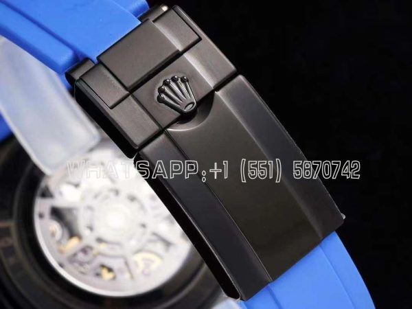 Rolex Daytona Blaken Daytona Skeleton Dial in PVD on Blue Rubber Strap - Image 9