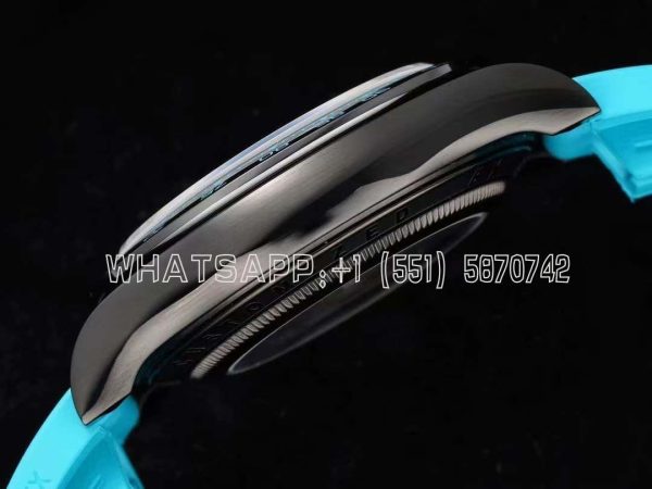 Rolex Daytona Blaken Daytona Skeleton Dial in PVD on Cyan Rubber Strap - Image 4
