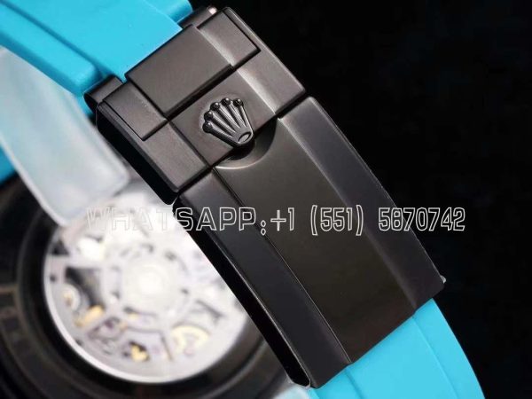 Rolex Daytona Blaken Daytona Skeleton Dial in PVD on Cyan Rubber Strap - Image 9