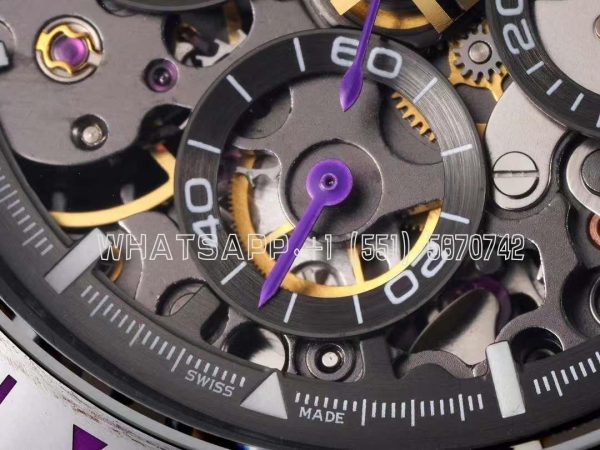 Rolex Daytona Blaken Daytona Skeleton Dial in PVD on Purple Rubber Strap - Image 6