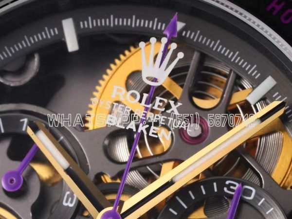 Rolex Daytona Blaken Daytona Skeleton Dial in PVD on Purple Rubber Strap - Image 7