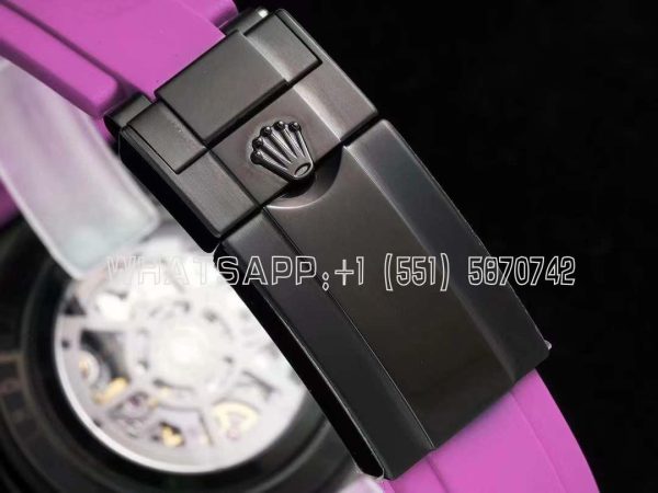Rolex Daytona Blaken Daytona Skeleton Dial in PVD on Purple Rubber Strap - Image 9