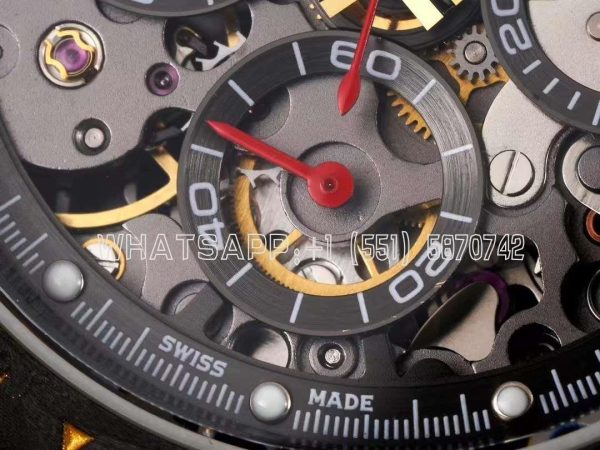 Rolex Daytona Blaken Daytona Skeleton Dial in PVD on Red Rubber Strap - Image 6