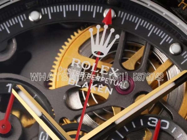 Rolex Daytona Blaken Daytona Skeleton Dial in PVD on Red Rubber Strap - Image 7
