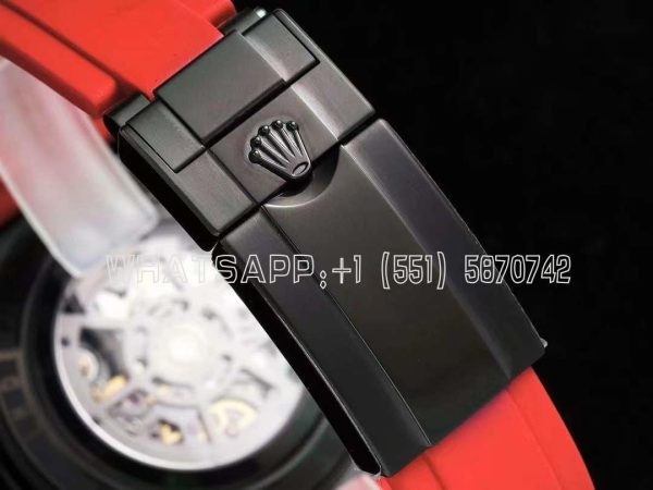 Rolex Daytona Blaken Daytona Skeleton Dial in PVD on Red Rubber Strap - Image 9