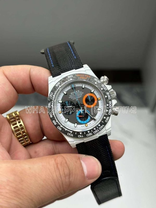 Rolex Daytona DiW Ocellaris Edition White Carbon Fiber Watch Black nylon strap