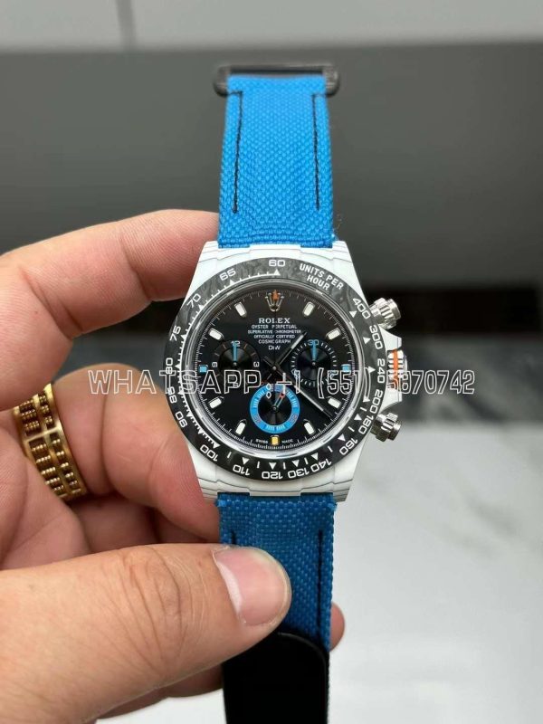 Rolex Daytona DiW Ocellaris Edition White Carbon Fiber Watch Blue nylon strap