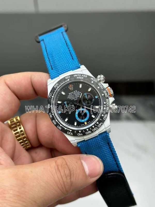 Rolex Daytona DiW Ocellaris Edition White Carbon Fiber Watch Blue nylon strap