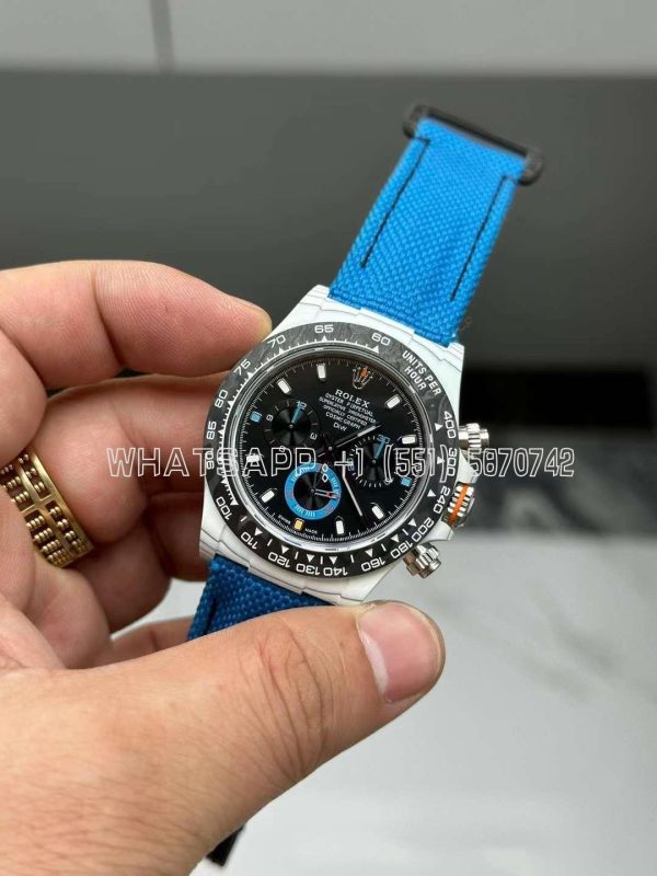 Rolex Daytona DiW Ocellaris Edition White Carbon Fiber Watch Blue nylon strap
