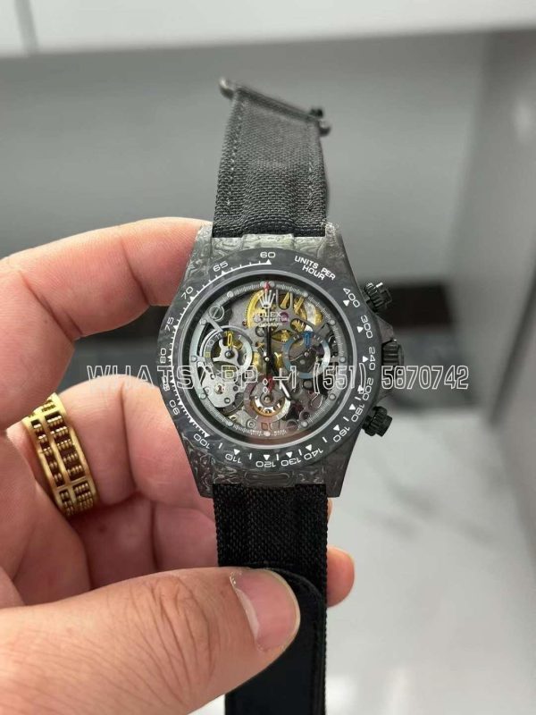 Rolex Daytona DIW Skeleton Dial in Carbon on Black Nylon Strap