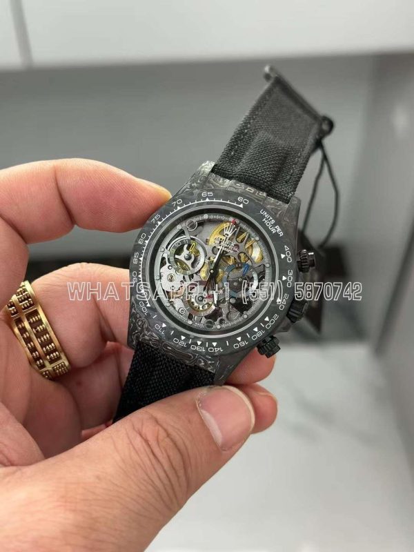 Rolex Daytona DIW Skeleton Dial in Carbon on Black Nylon Strap