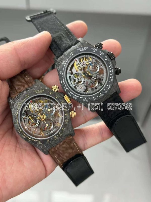 Rolex Daytona DIW Skeleton Dial in Carbon on Black Nylon Strap
