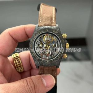 Rolex Daytona DIW Skeleton Dial in Carbon on Brown Nylon Strap