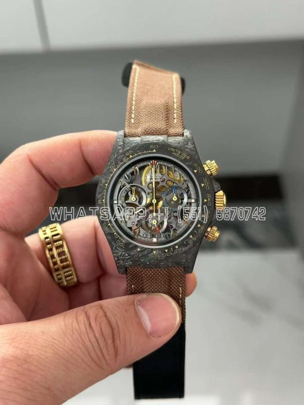 Rolex Daytona DIW Skeleton Dial in Carbon on Brown Nylon Strap