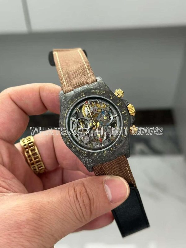 Rolex Daytona DIW Skeleton Dial in Carbon on Brown Nylon Strap