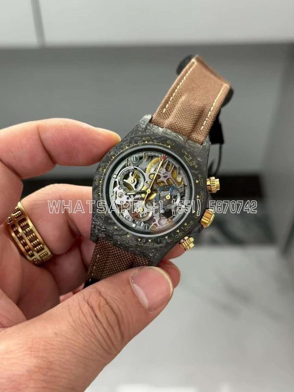 Rolex Daytona DIW Skeleton Dial in Carbon on Brown Nylon Strap