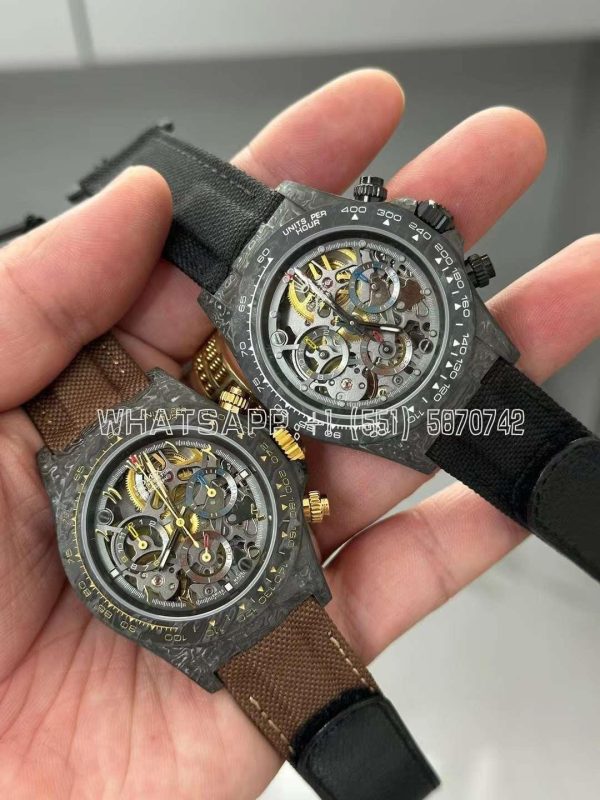 Rolex Daytona DIW Skeleton Dial in Carbon on Brown Nylon Strap