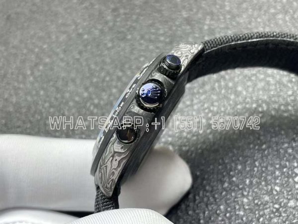 Rolex Daytona DIW Skeleton Dial in Carbon with Blue Hands on Black Nylon Strap - Image 7