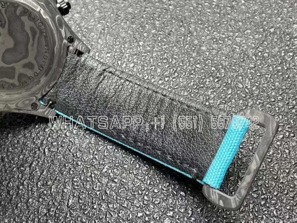 Rolex Daytona DIW Skeleton Dial in Carbon with Blue Hands on Blue Nylon Strap - Image 6