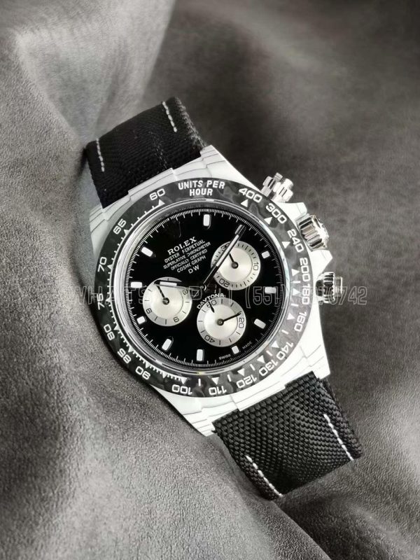 Rolex Daytona DIW White Carbon Case Edition Black/White Dial on Black Nylon Strap