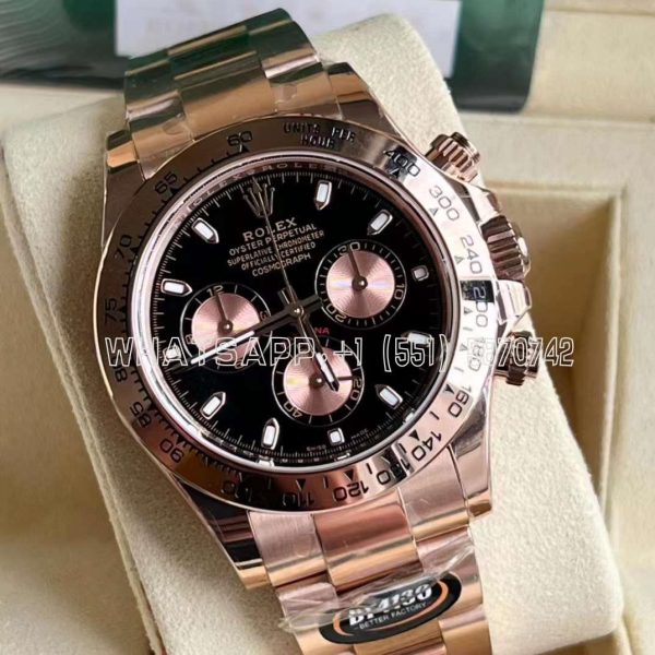 Rolex Daytona 116505 Rose Gold Plated SS 904L Black Dial Swiss 4130 BT Factory
