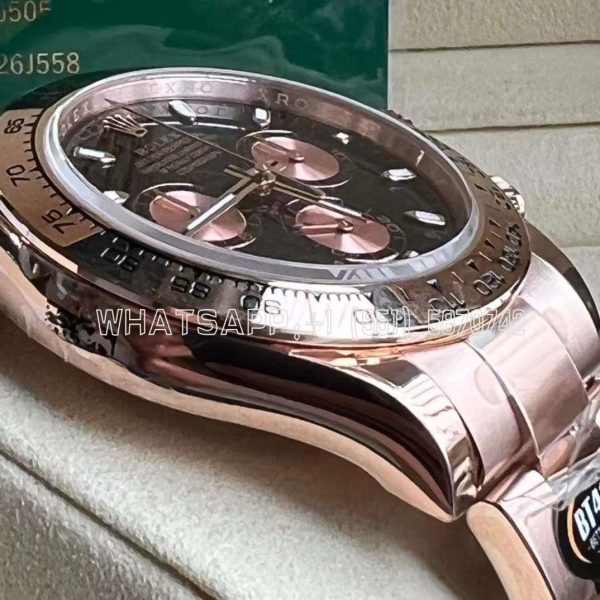 Rolex Daytona 116505 Rose Gold Plated SS 904L Black Dial Swiss 4130 BT Factory - Image 6
