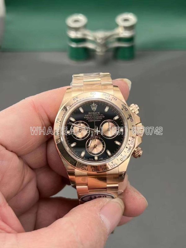 Rolex Daytona 116505 Rose Gold Plated SS 904L Black Dial Swiss 4130 Clean Factory