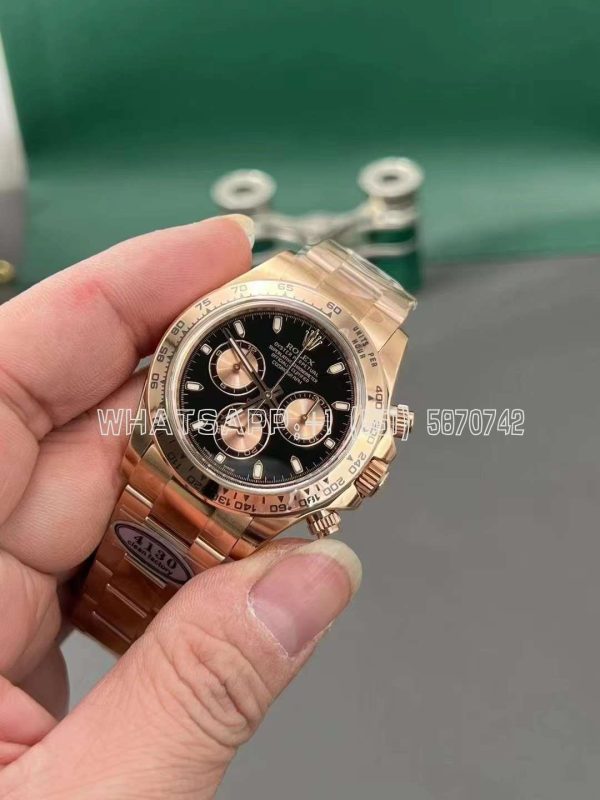Rolex Daytona 116505 Rose Gold Plated SS 904L Black Dial Swiss 4130 Clean Factory