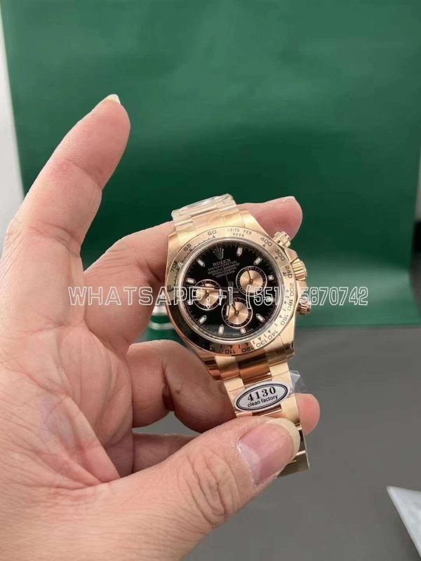 Rolex Daytona 116505 Rose Gold Plated SS 904L Black Dial Swiss 4130 Clean Factory