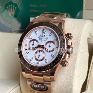 Rolex Daytona 116505 Rose Gold Plated SS 904L White Dial Swiss 4130 BT Factory