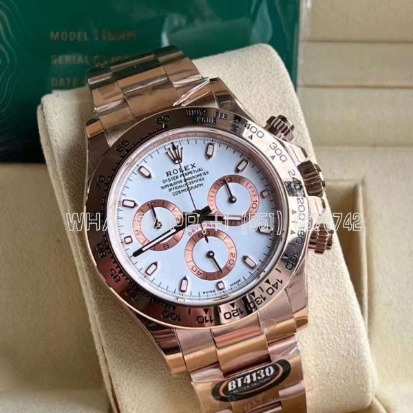 Rolex Daytona 116505 Rose Gold Plated SS 904L White Dial Swiss 4130 BT Factory