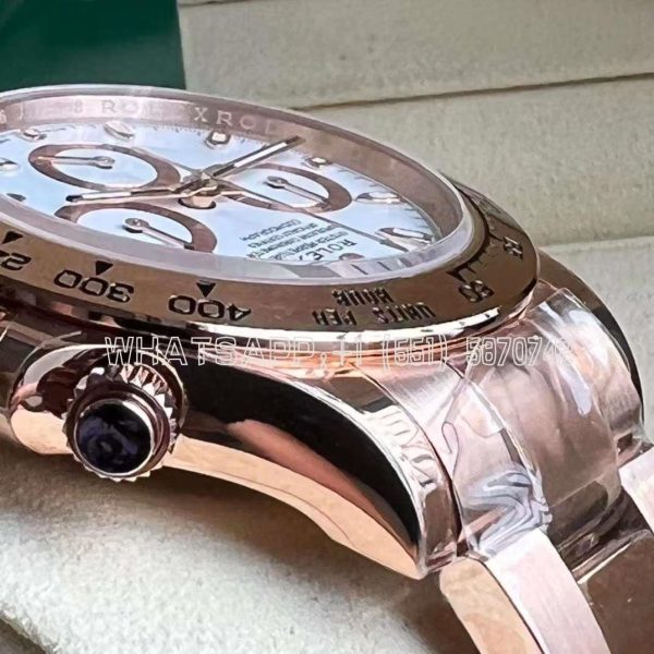 Rolex Daytona 116505 Rose Gold Plated SS 904L White Dial Swiss 4130 BT Factory - Image 6