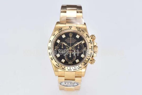 Rolex Daytona 116508 Black Dial with Diamond Markers in Yellow Gold Swiss 4130 Clean Factory