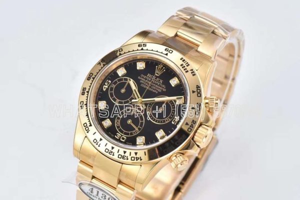 Rolex Daytona 116508 Black Dial with Diamond Markers in Yellow Gold Swiss 4130 Clean Factory