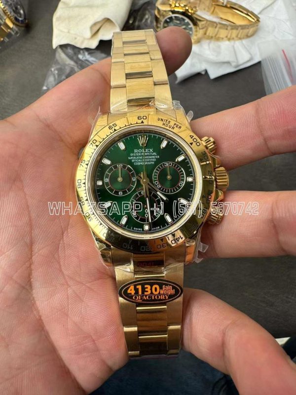 Rolex Daytona 116508 Green Dial on YG Bracelet SH4130 QF Factory