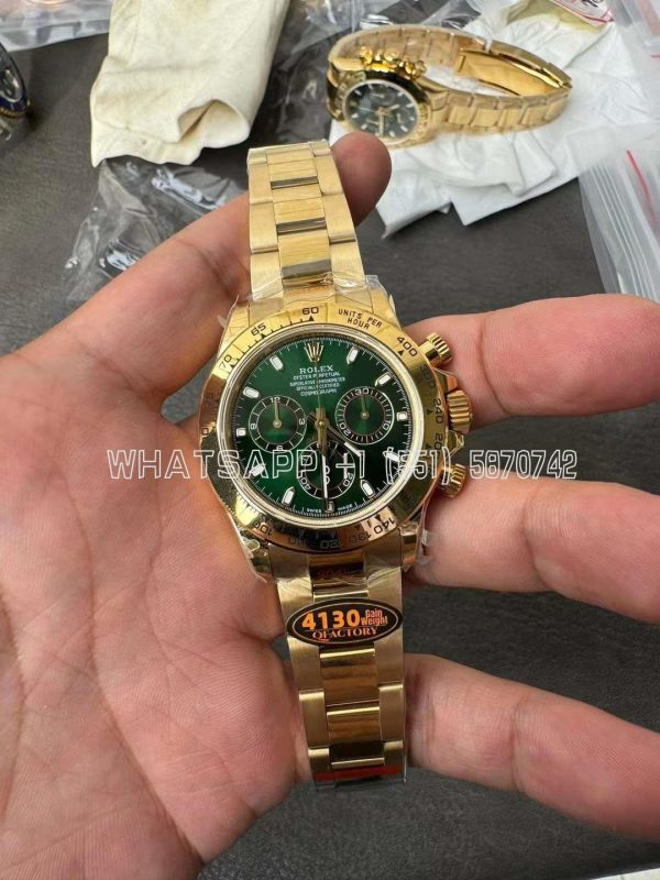 Rolex Daytona 116508 Green Dial on YG Bracelet SH4130 QF Factory