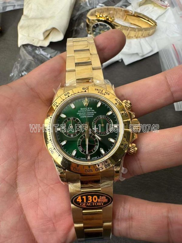 Rolex Daytona 116508 Green Dial on YG Bracelet SH4130 QF Factory