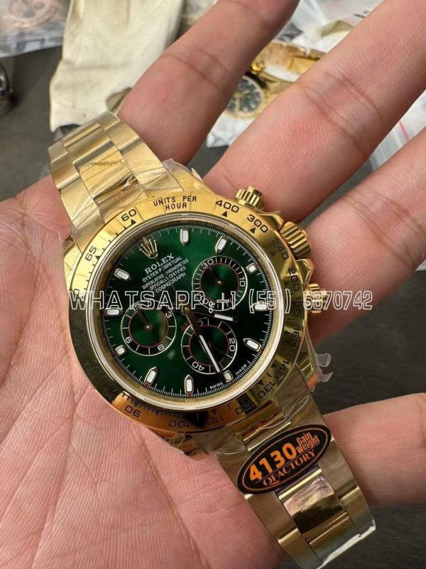 Rolex Daytona 116508 Green Dial on YG Bracelet SH4130 QF Factory