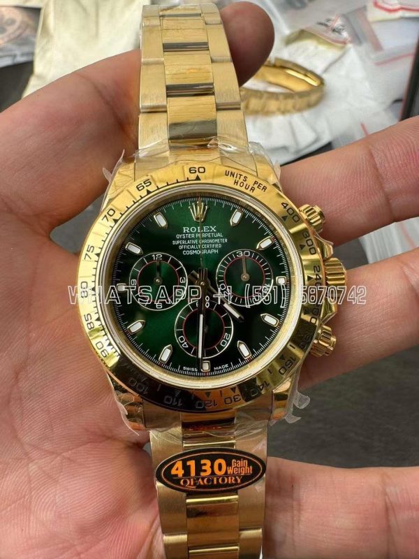 Rolex Daytona 116508 Green Dial on YG Bracelet SH4130 QF Factory