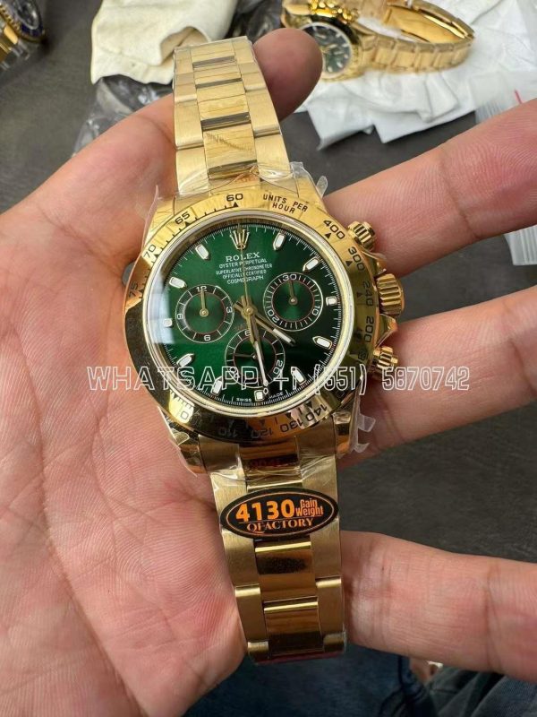 Rolex Daytona 116508 Green Dial on YG Bracelet SH4130 QF Factory